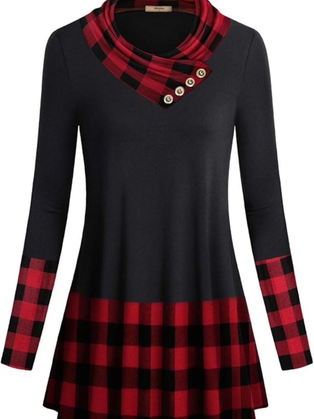 New - Women's Long Sleeve Cowl Neck Form‎ Fitting Casual Tunic Top Blouse